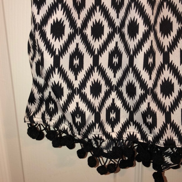 3/$15 Cute black and white shorts with Pom tassels - Picture 2 of 5